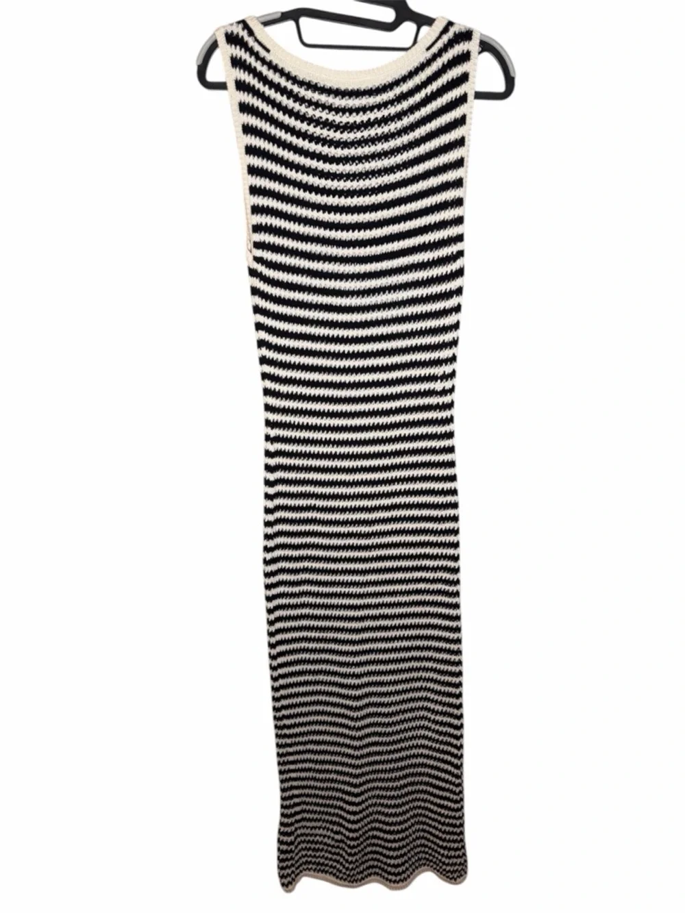 Abercrombie & Fitch Black and White Striped Knit‎ Crochet Maxi Dress
